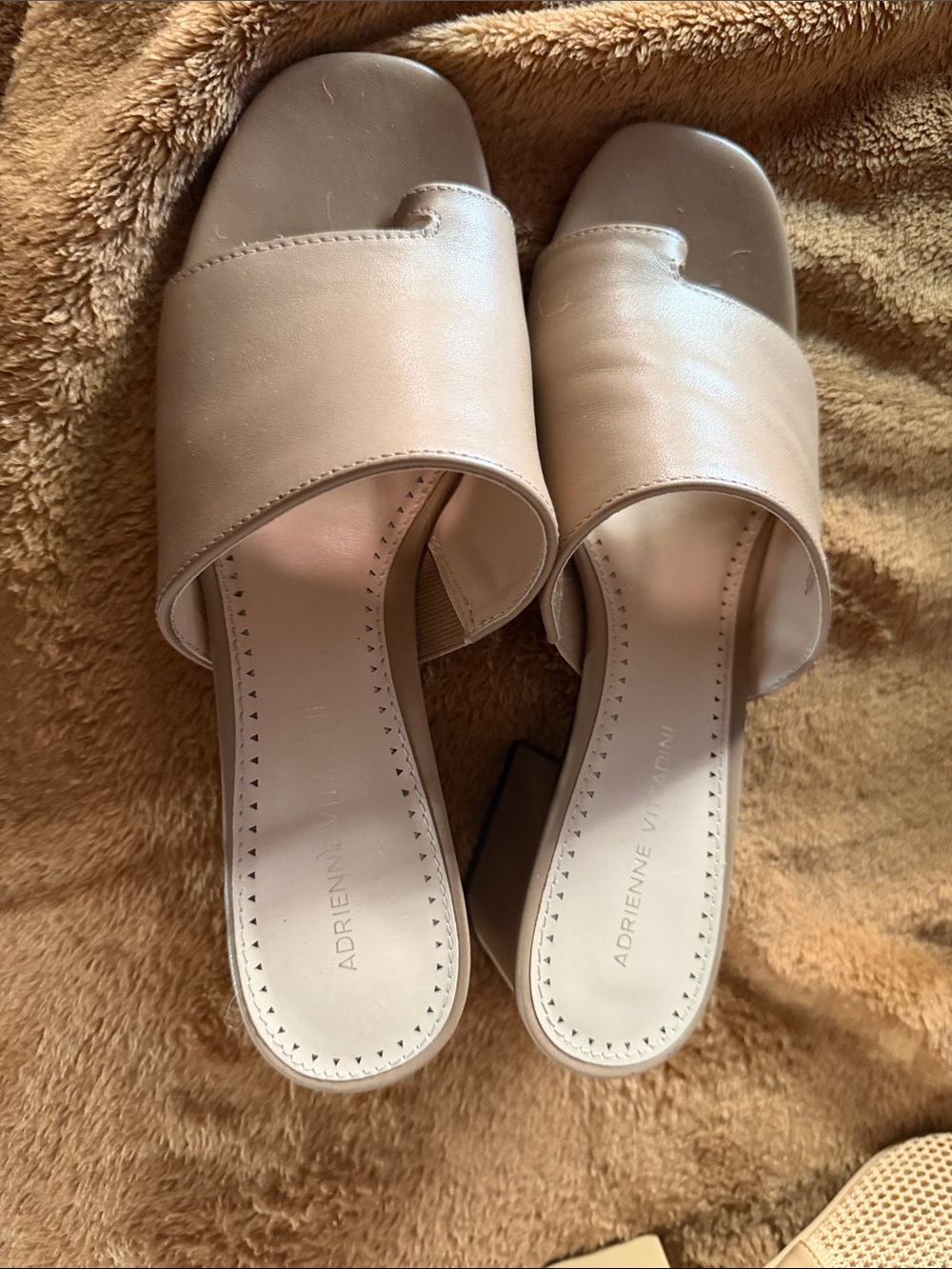 Adrienne Vittadini Beige Slide Mules